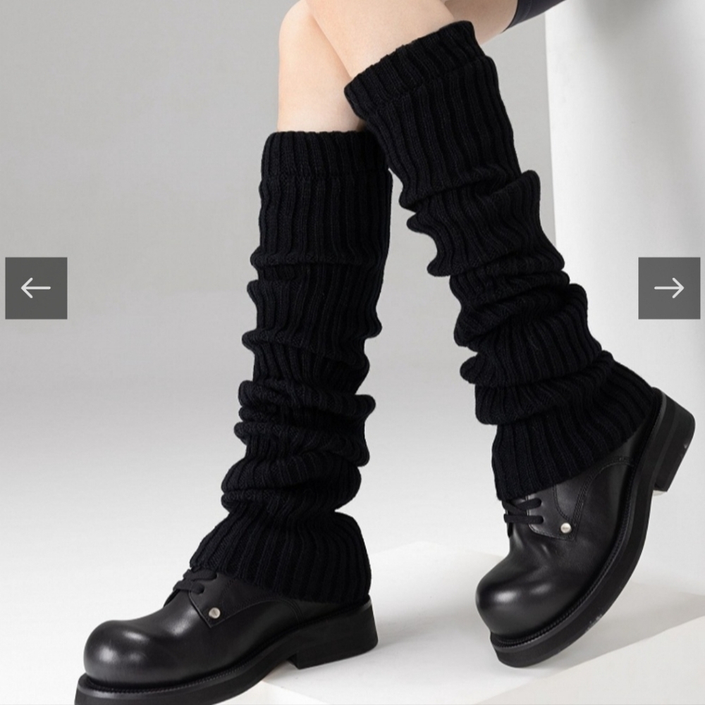 Black Ribbed Leg Warmers - Picture 3 of 9